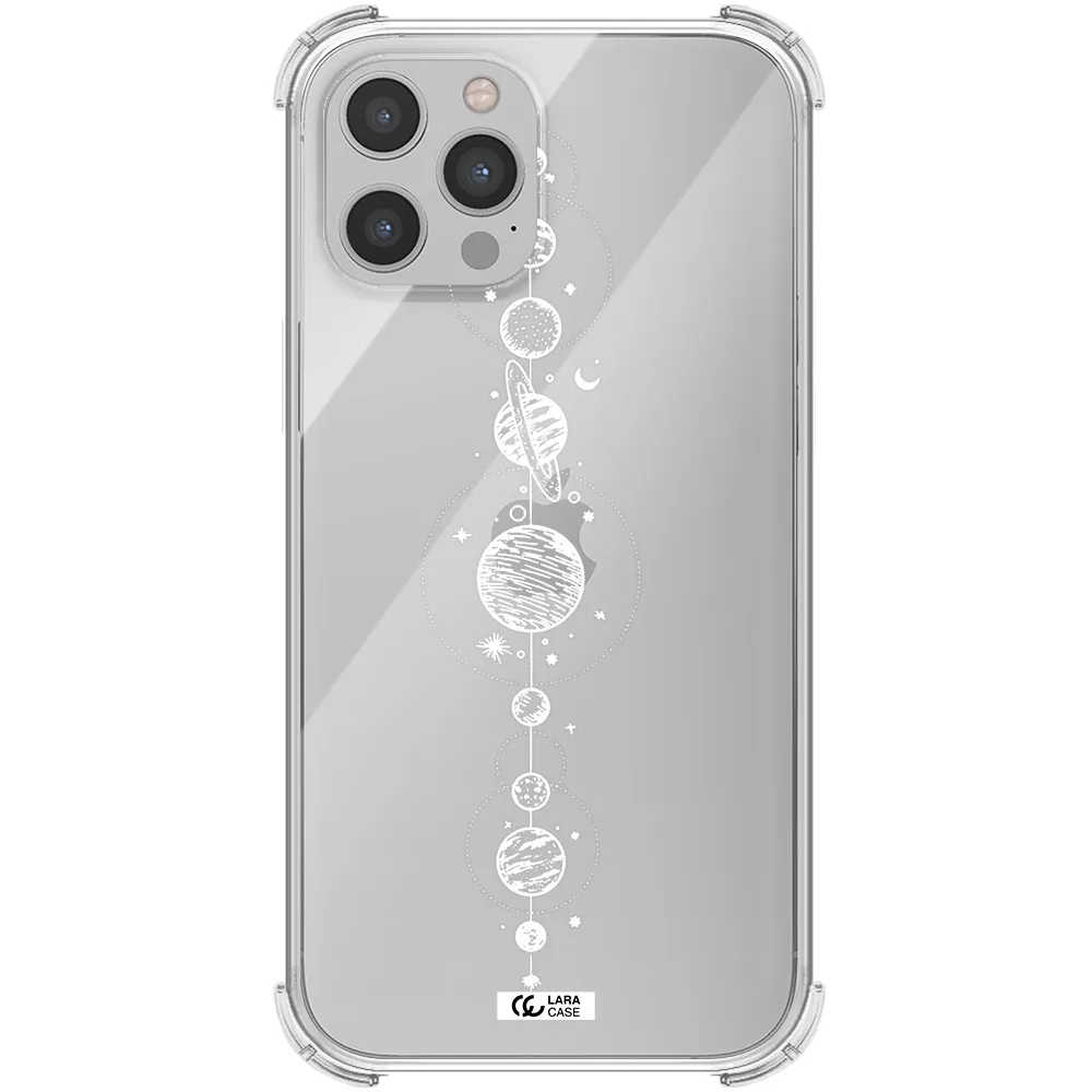 Solar System Line Art Apple iPhone 12 pro Clear PC Case