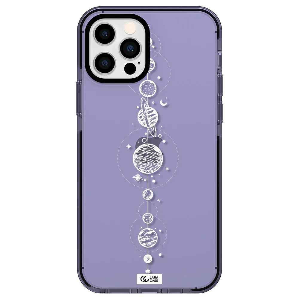 Solar System Line Art Apple iPhone 12 pro impact Lilac Case
