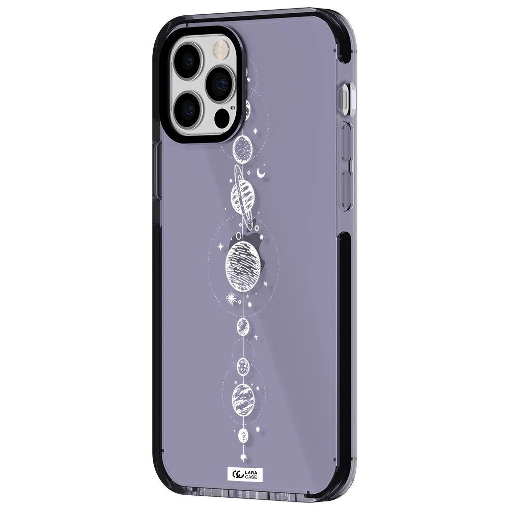 Solar System Line Art Apple iPhone 12 pro impact Lilac Case