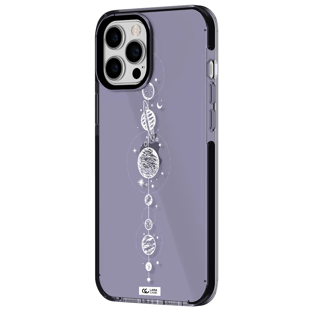 Solar System Line Art Apple iPhone 12 pro max impact Lilac Case