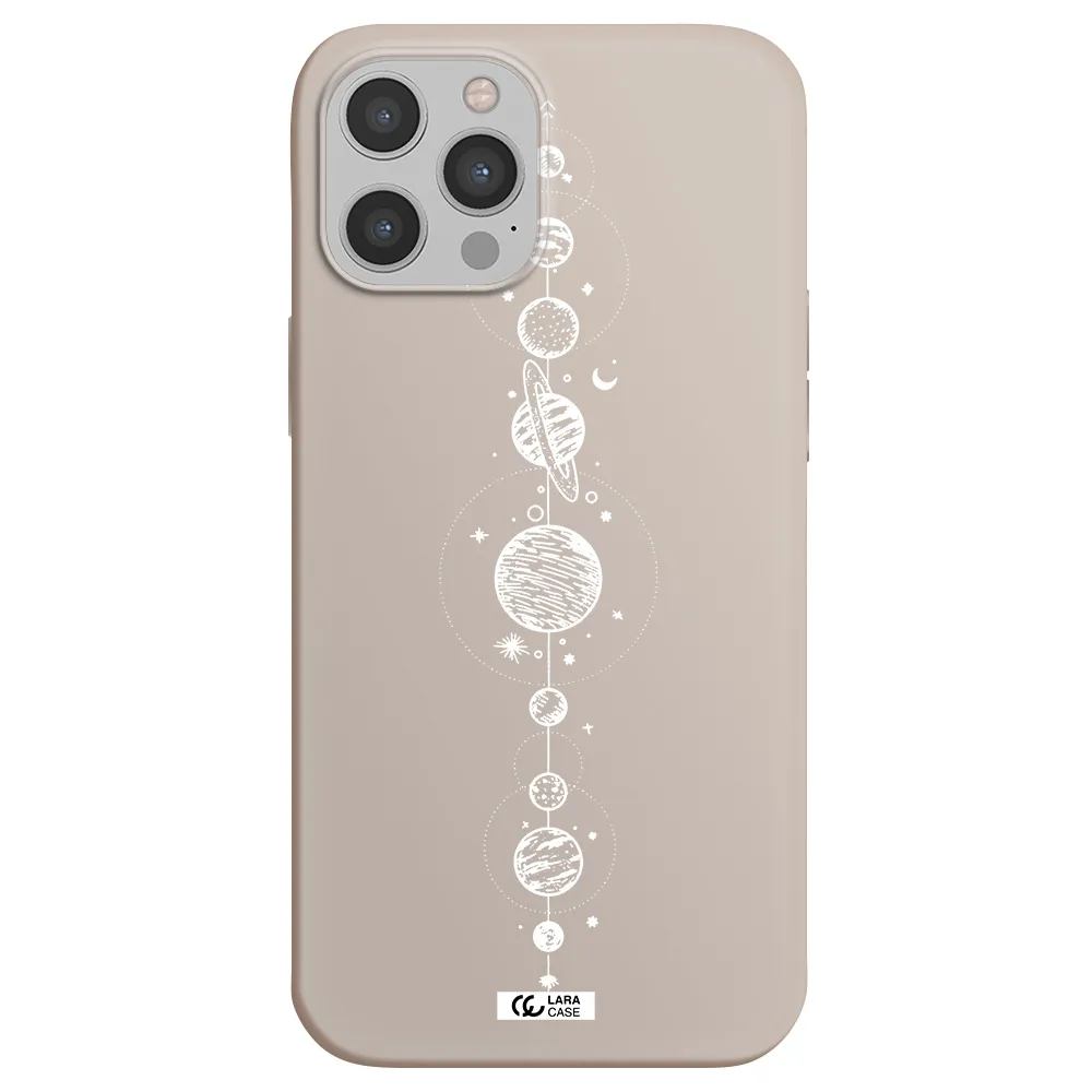 Solar System Line Art Apple iPhone 12 pro max Silicone Stone Case