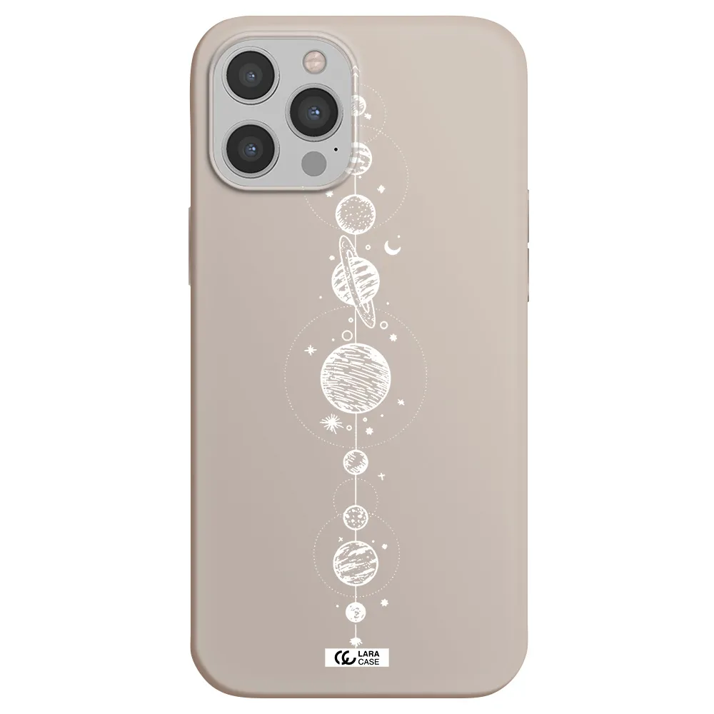 Solar System Line Art Apple iPhone 12 pro Silicone Stone Case