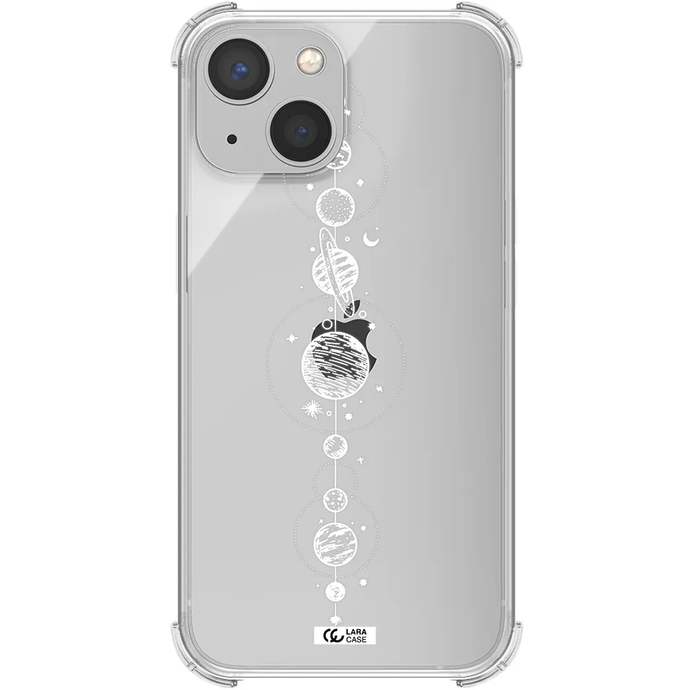 Solar System Line Art Apple iPhone 13 Clear PC Case