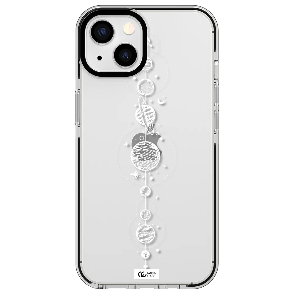 Solar System Line Art Apple iPhone 13 impact black border Case
