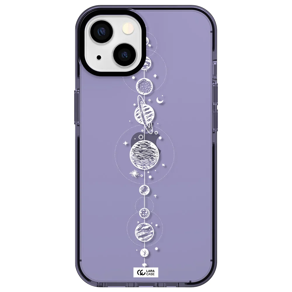 Solar System Line Art Apple iPhone 13 impact Lilac Case