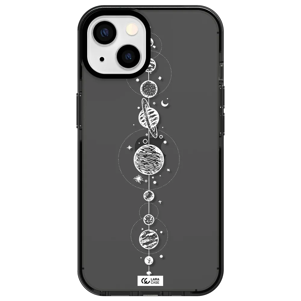 Solar System Line Art Apple iPhone 13 impact Smoke Black Case