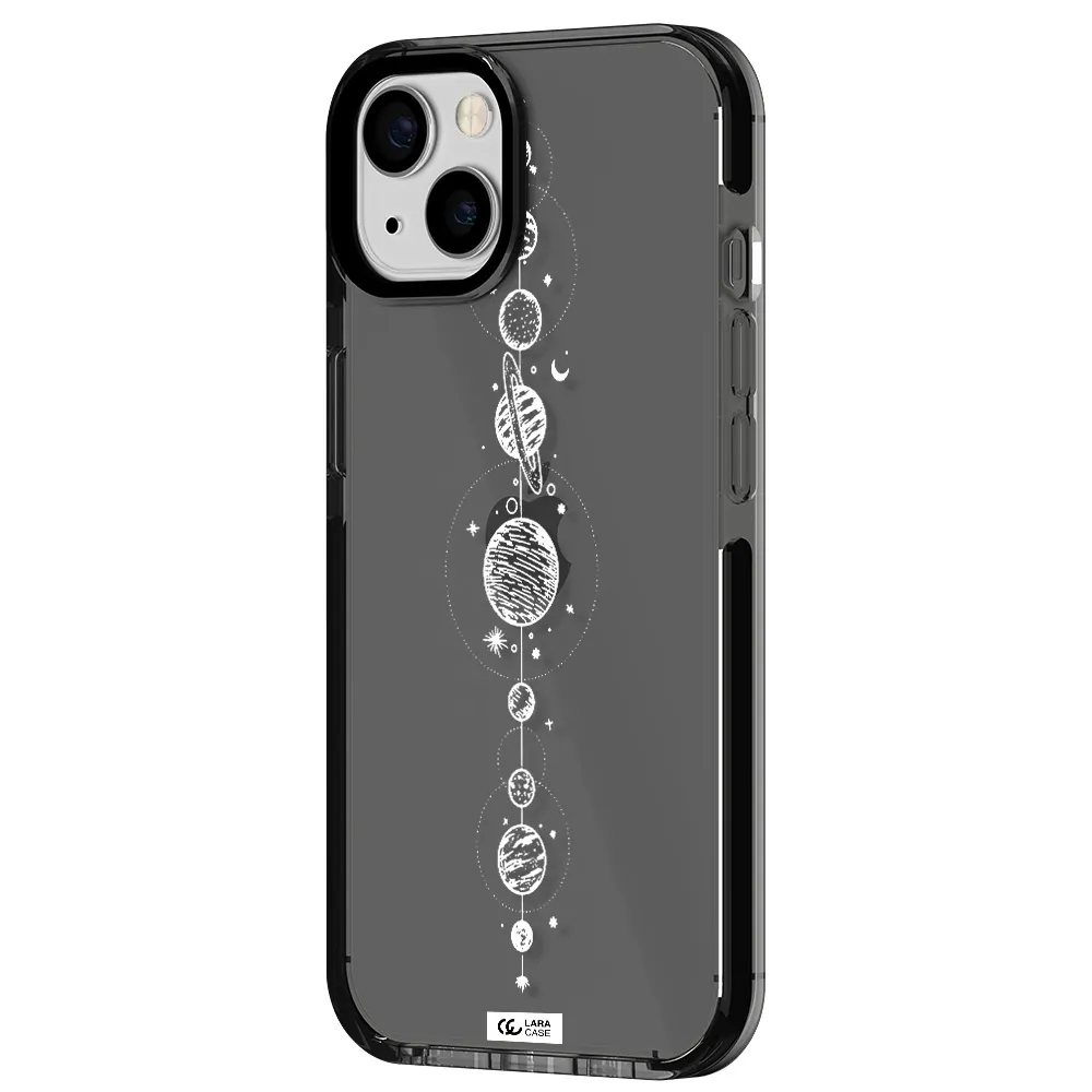 Solar System Line Art Apple iPhone 13 impact Smoke Black Case