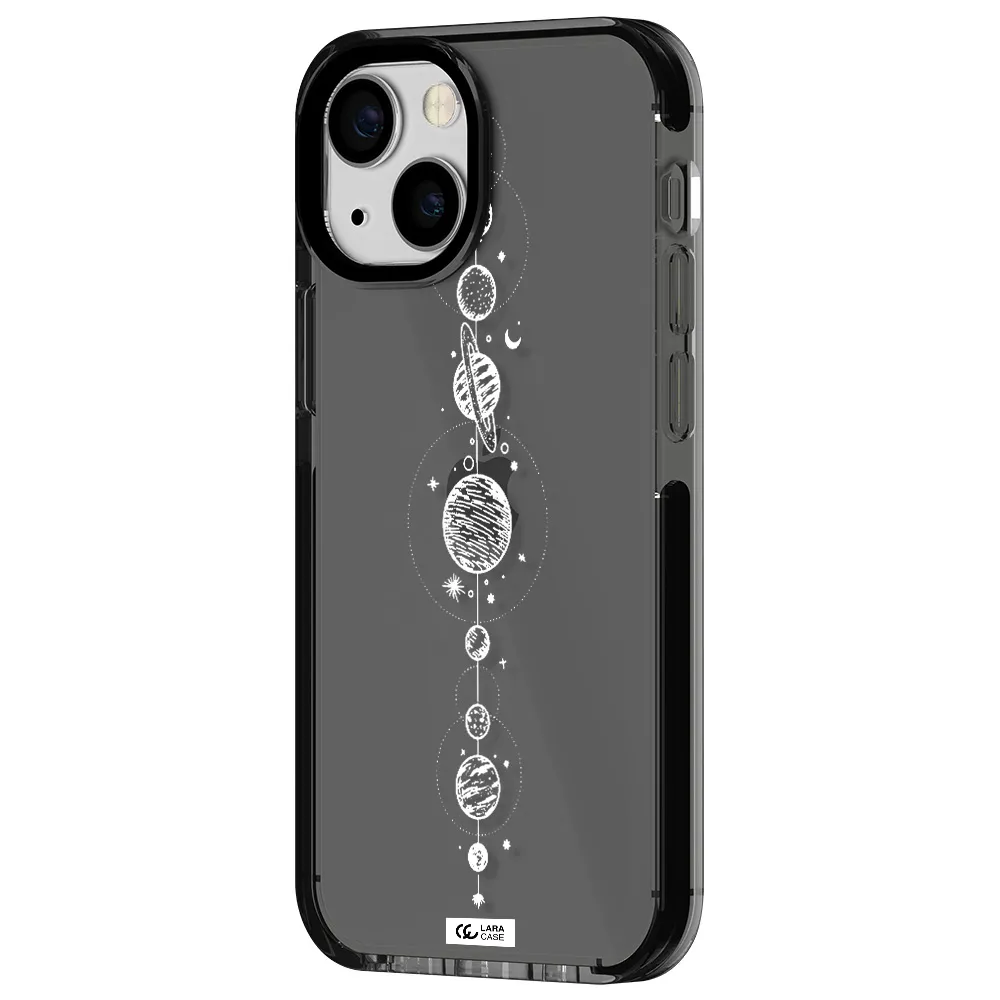 Solar System Line Art Apple iPhone 13 mini impact Smoke Black Case