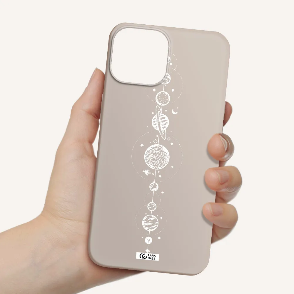 Solar System Line Art Apple iPhone 13 mini Silicone Stone Case