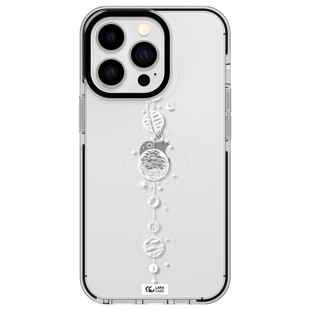 Solar System Line Art Apple iPhone 13 Pro impact black border Case
