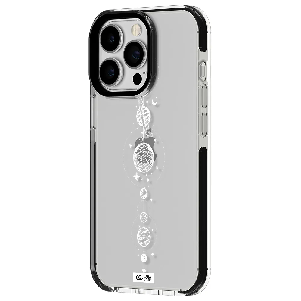 Solar System Line Art Apple iPhone 13 Pro impact black border Case