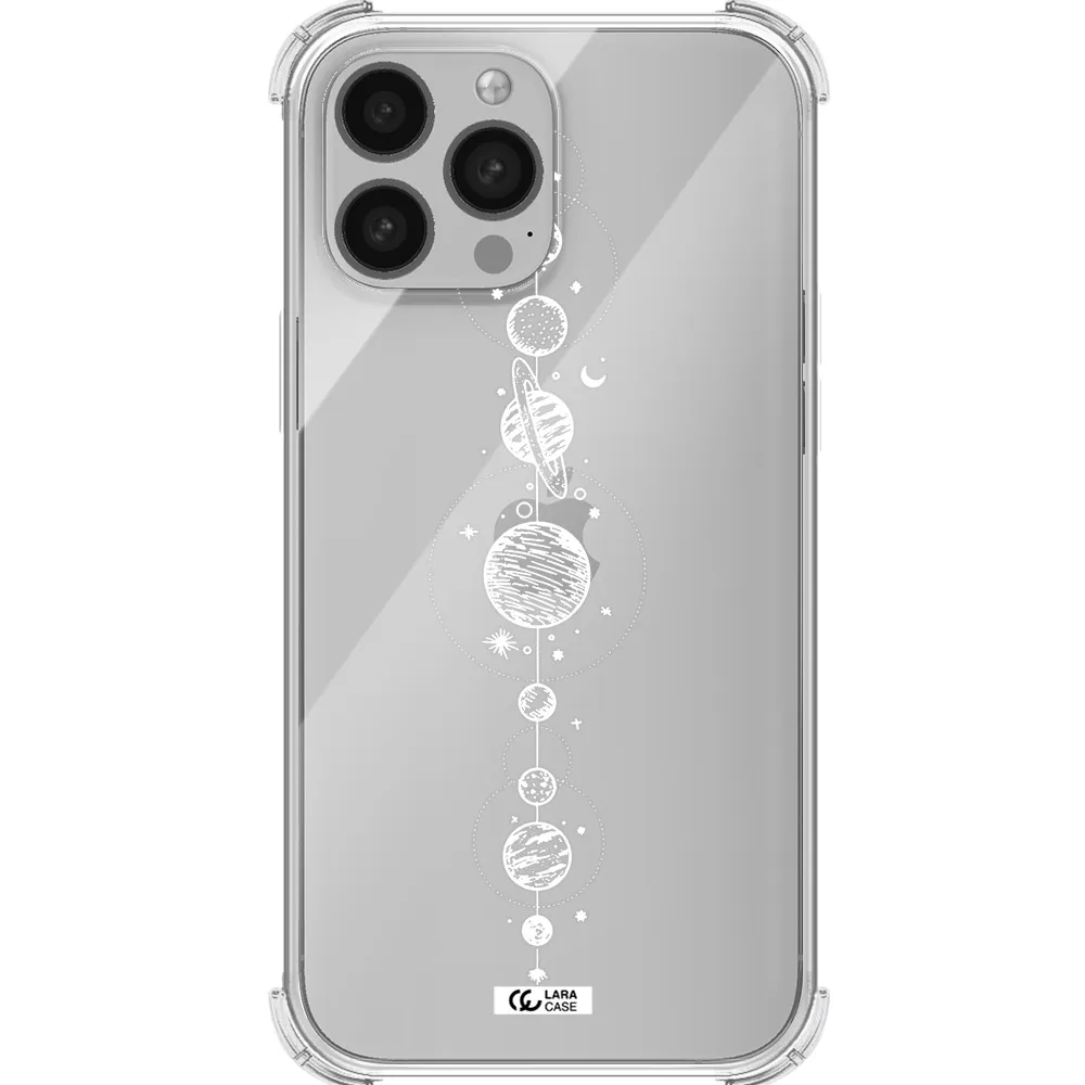 Solar System Line Art Apple iPhone 13 Pro Max Clear PC Case