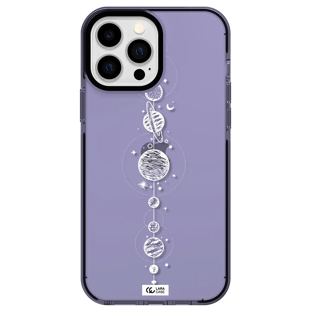 Solar System Line Art Apple iPhone 13 Pro Max impact Lilac Case