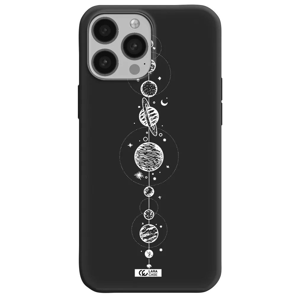 Solar System Line Art Apple iPhone 13 Pro Max Silicone black Case