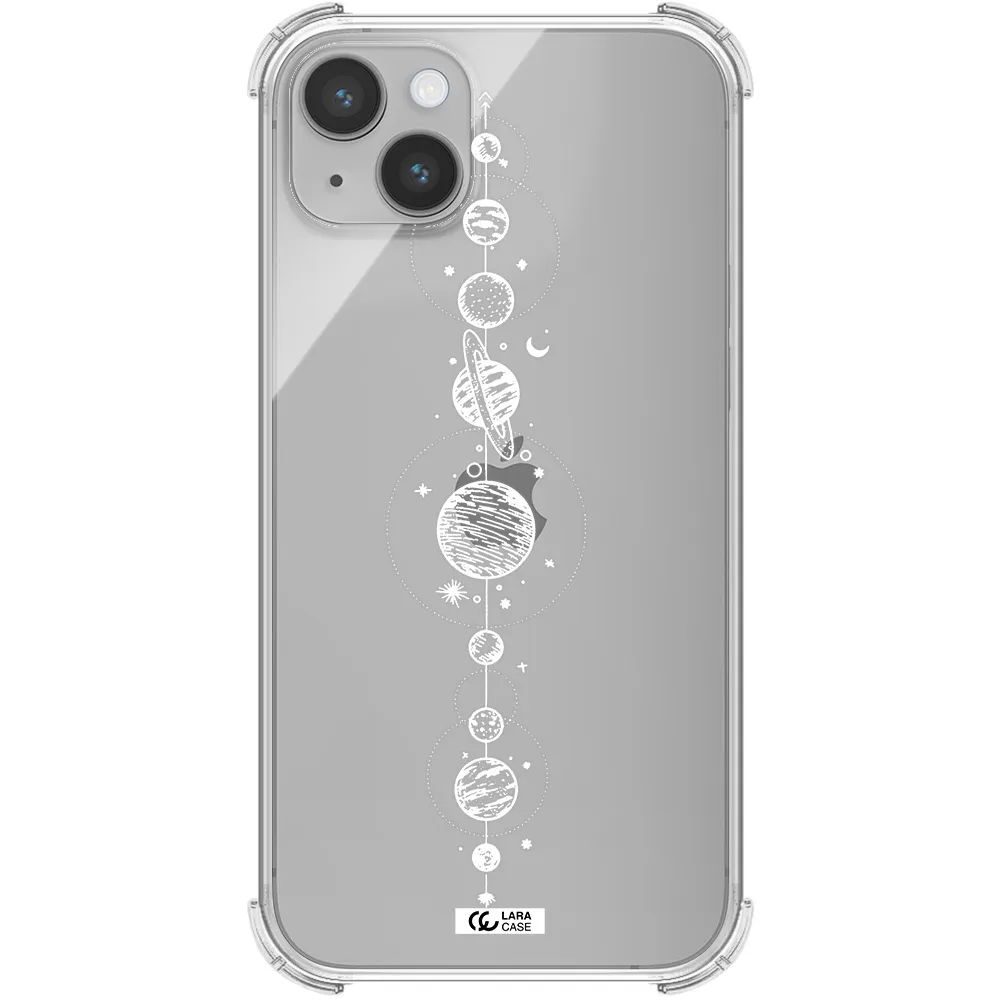 Solar System Line Art Apple iPhone 14 Clear PC Case