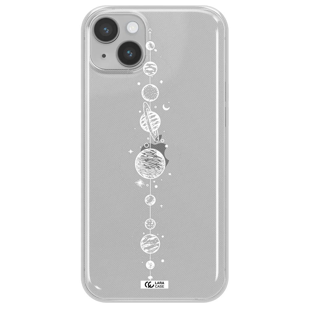 Solar System Line Art Apple iPhone 14 Clear TPU Case