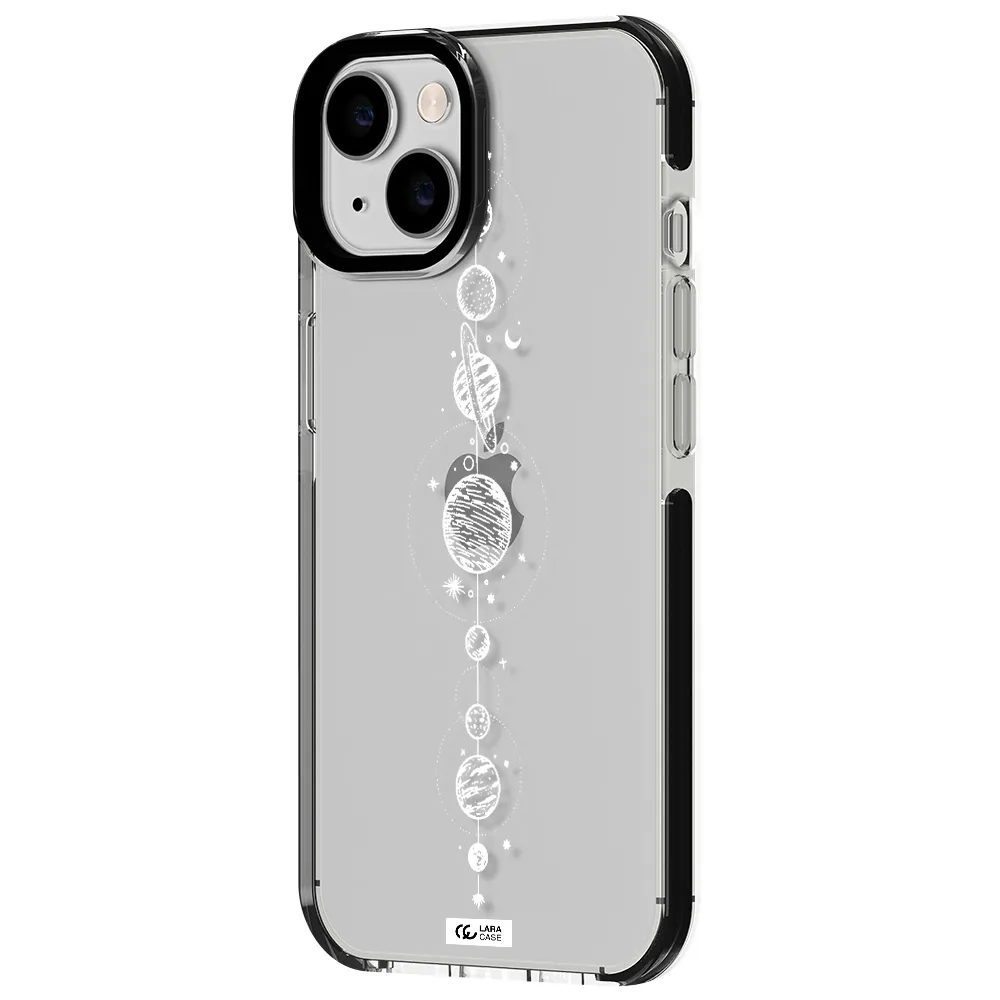 Solar System Line Art Apple iPhone 14 impact black border Case