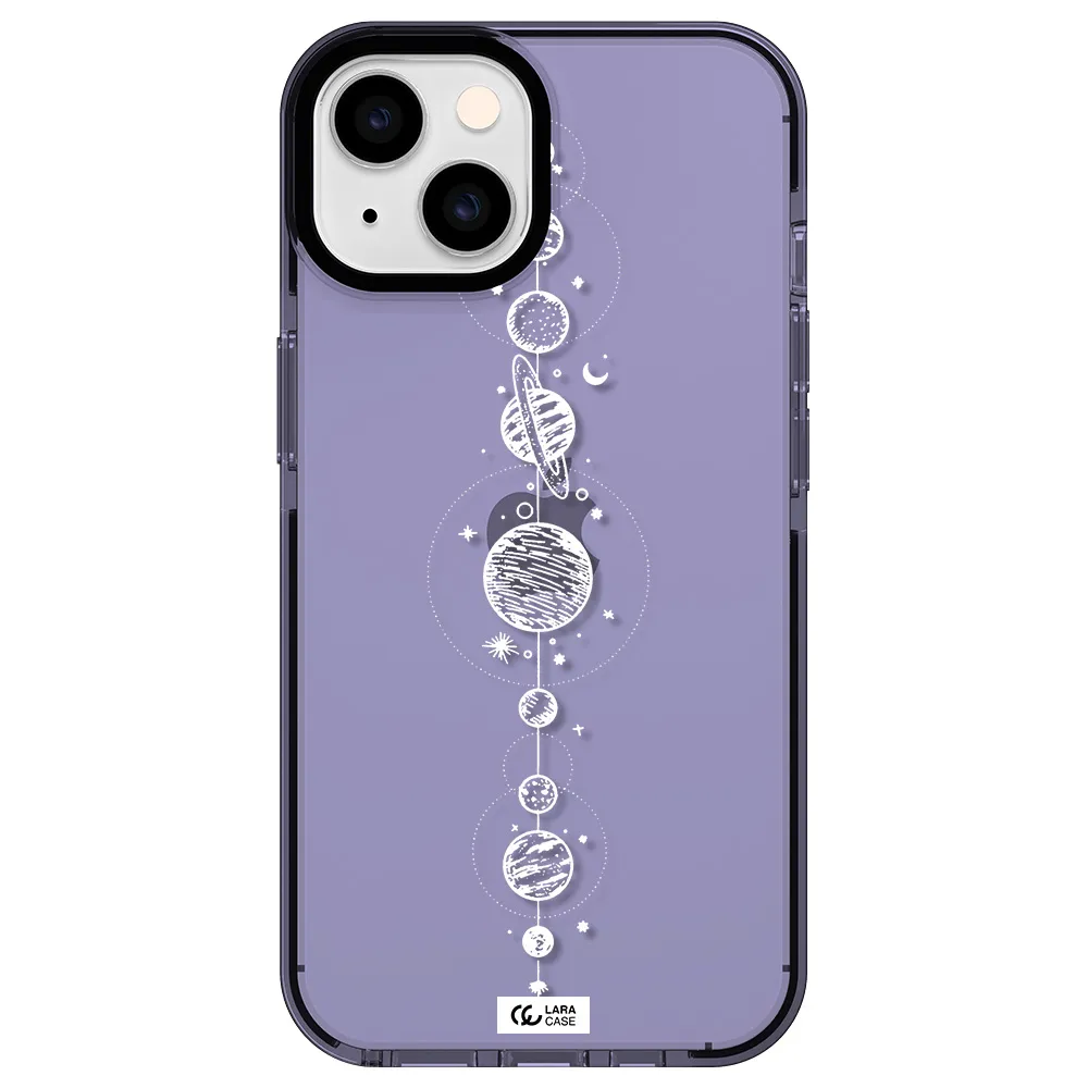 Solar System Line Art Apple iPhone 14 impact Lilac Case