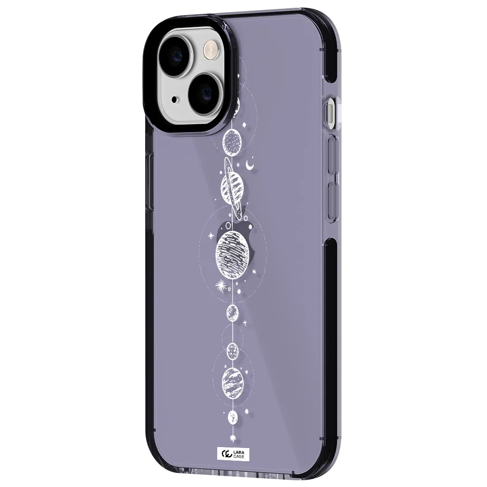 Solar System Line Art Apple iPhone 14 impact Lilac Case