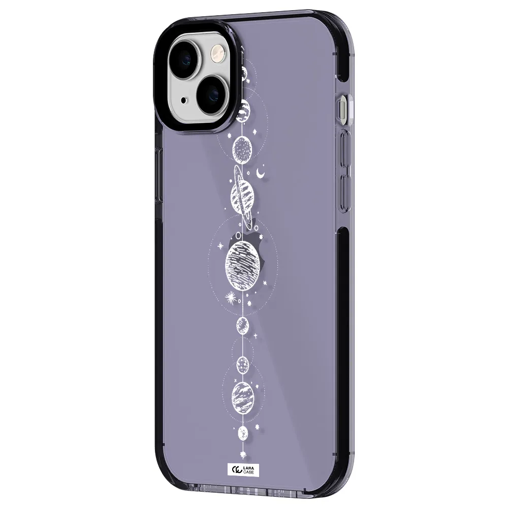 Solar System Line Art Apple iPhone 14 plus impact Lilac Case