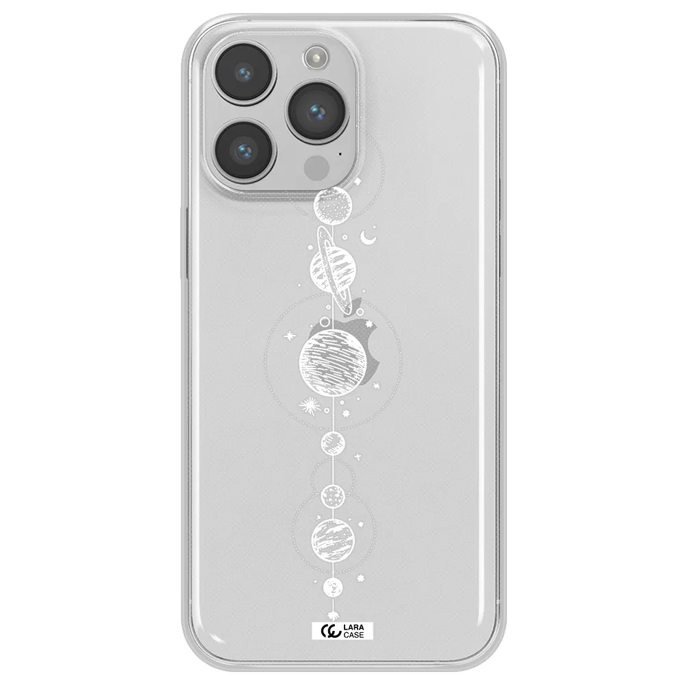 Solar System Line Art Apple iPhone 14 pro Clear TPU Case