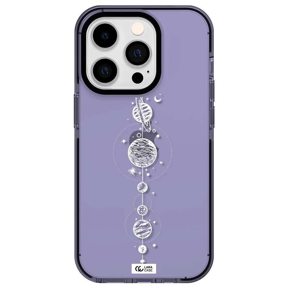 Solar System Line Art Apple iPhone 14 pro impact Lilac Case