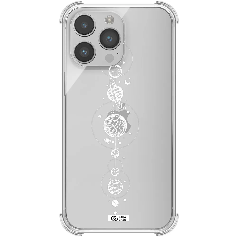 Solar System Line Art Apple iPhone 14 pro max Clear PC Case