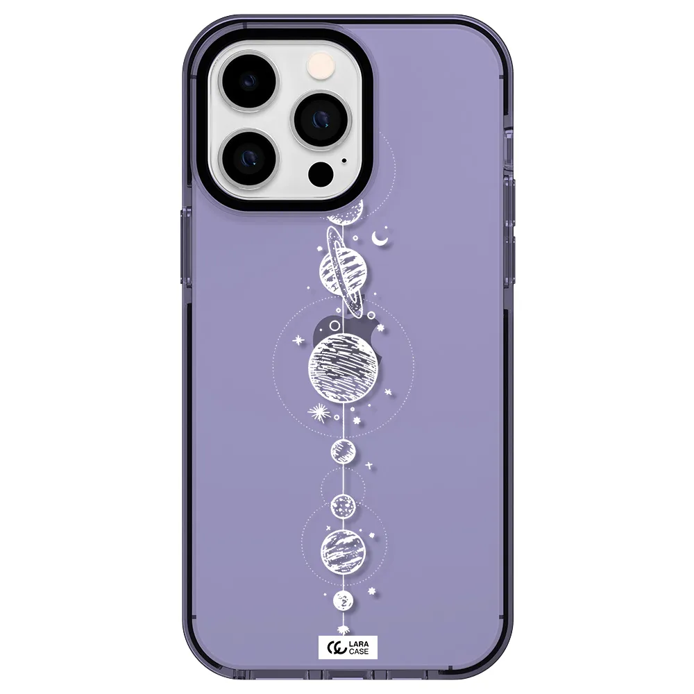 Solar System Line Art Apple iPhone 14 pro max impact Lilac Case