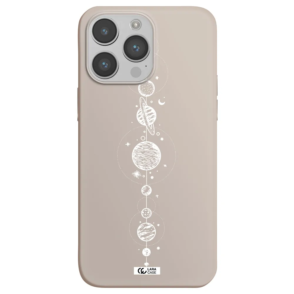 Solar System Line Art Apple iPhone 14 pro max Silicone Stone Case