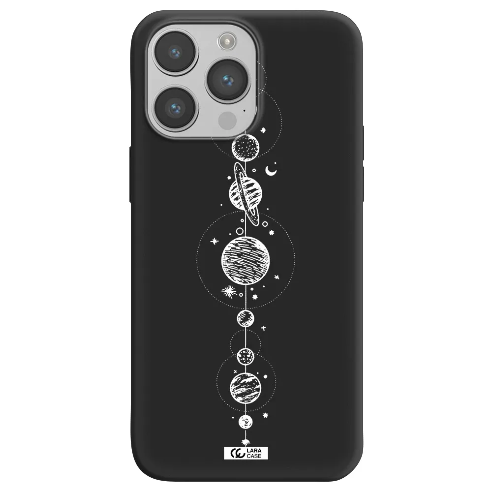 Solar System Line Art Apple iPhone 14 pro Silicone black Case