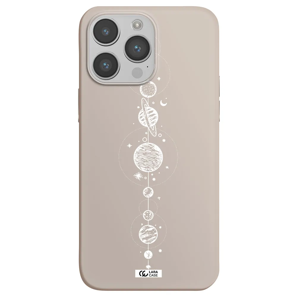 Solar System Line Art Apple iPhone 14 pro Silicone Stone Case