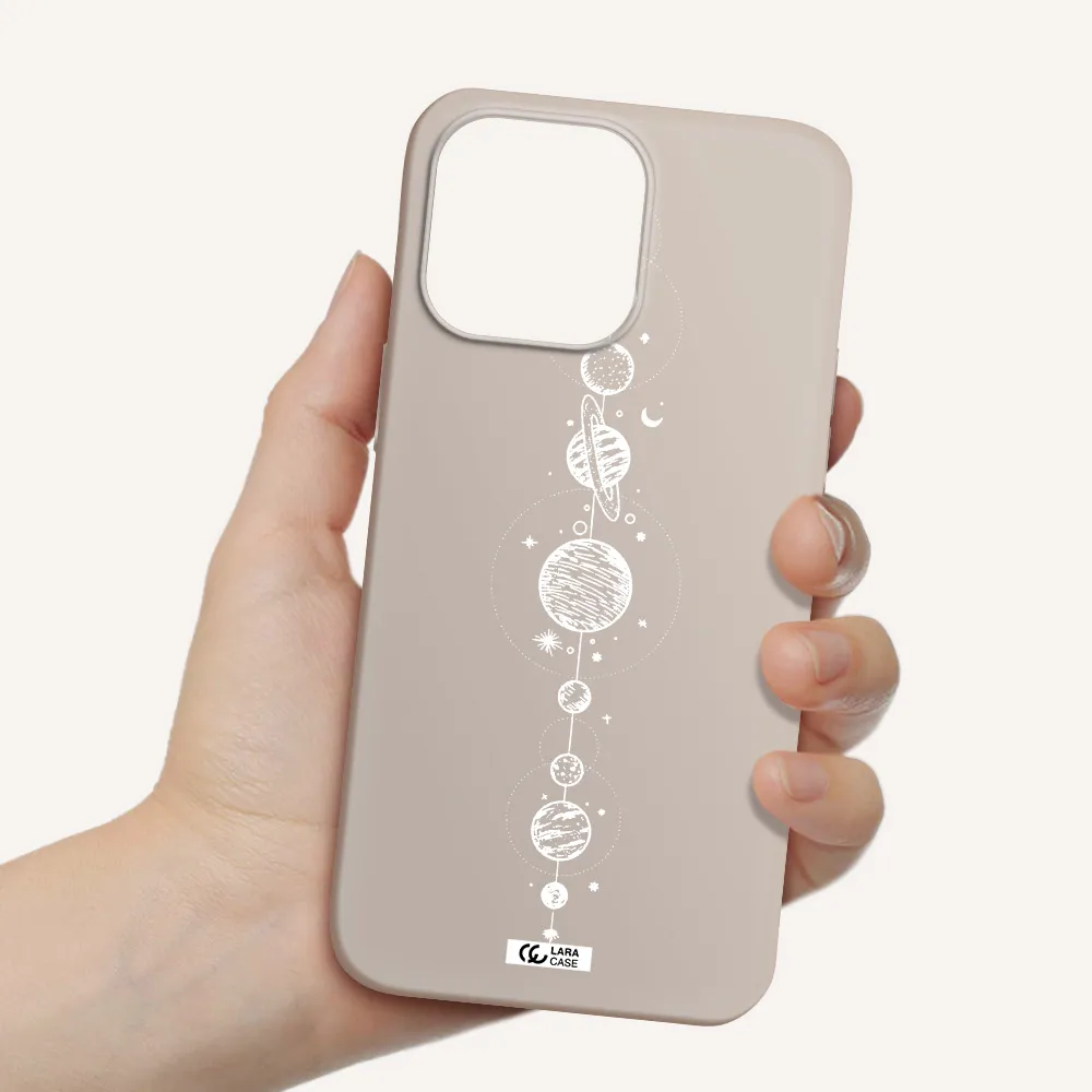 Solar System Line Art Apple iPhone 14 pro Silicone Stone Case