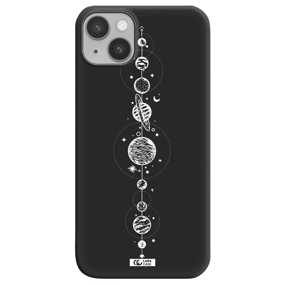 Solar System Line Art Apple iPhone 14 Silicone black Case