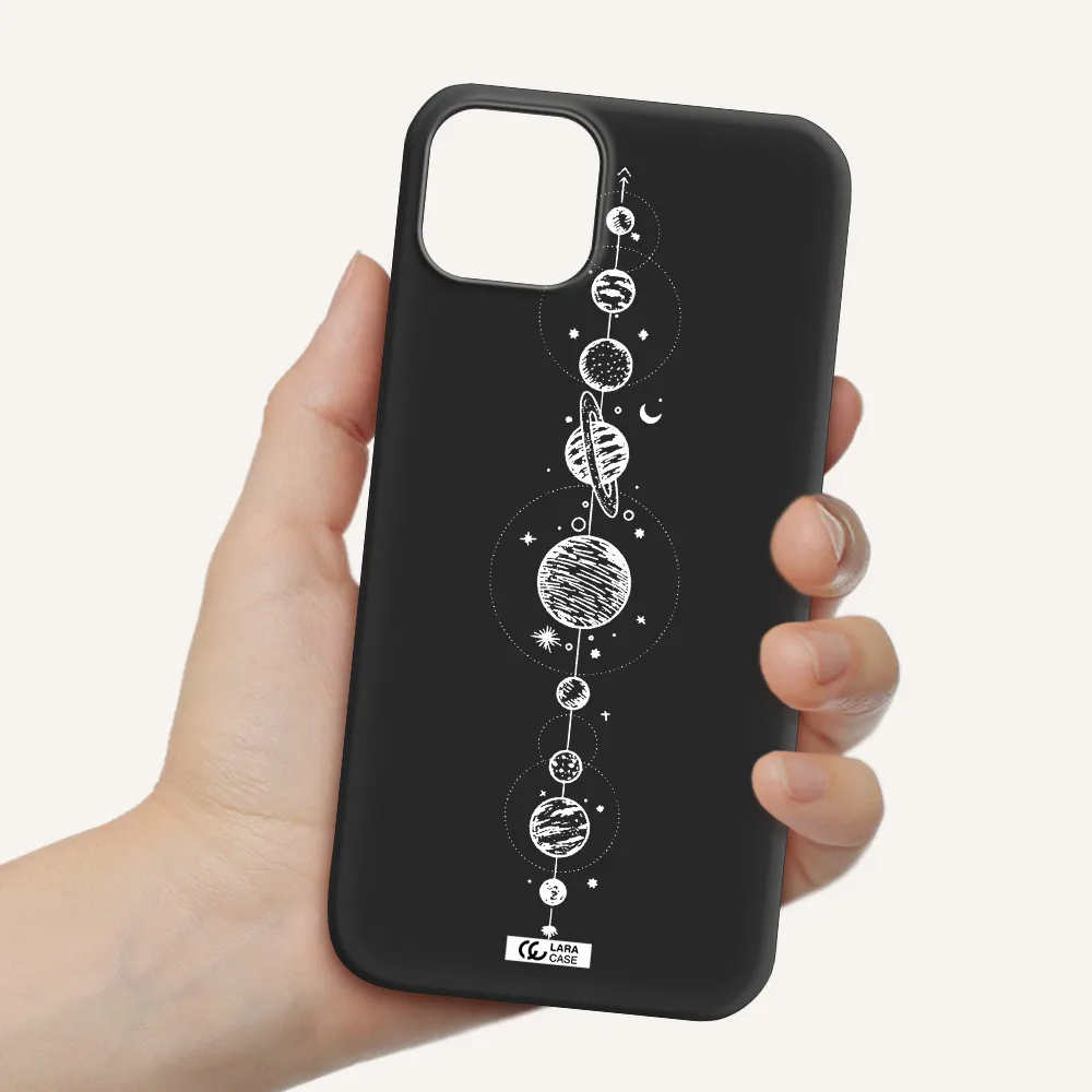 Solar System Line Art Apple iPhone 14 Silicone black Case