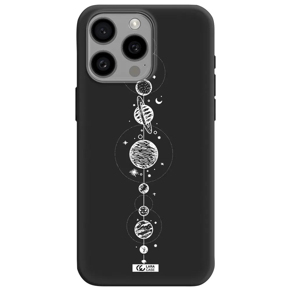 Solar System Line Art Apple Iphone 15 Pro max Silicone black Case