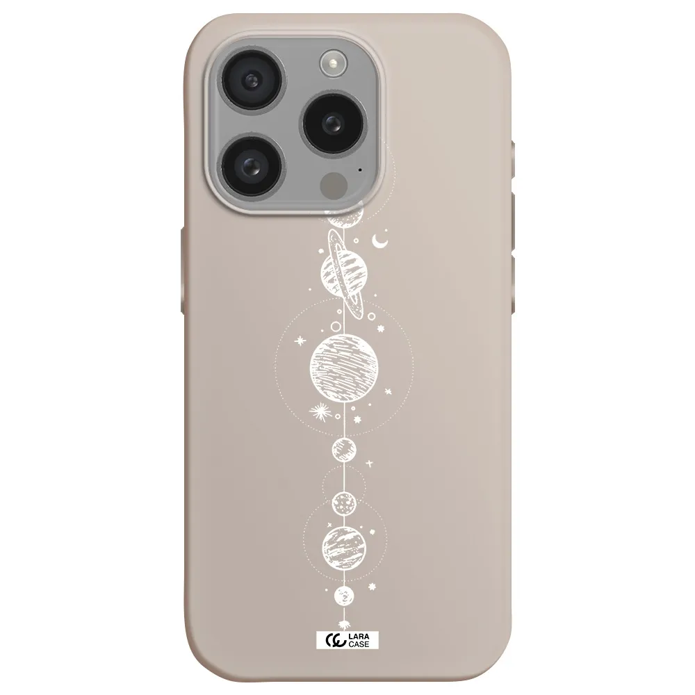 Solar System Line Art Apple Iphone 15 Pro Silicone Stone Case