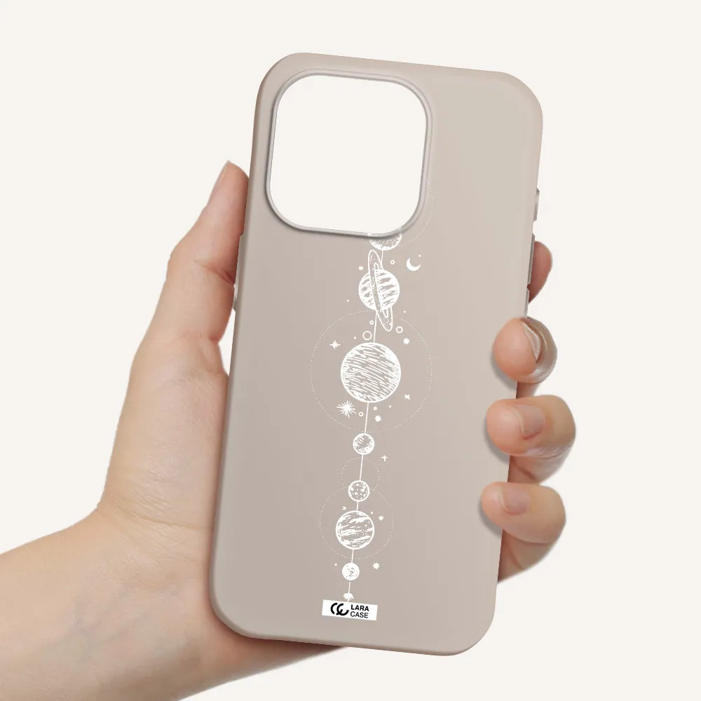 Solar System Line Art Apple Iphone 15 Pro Silicone Stone Case