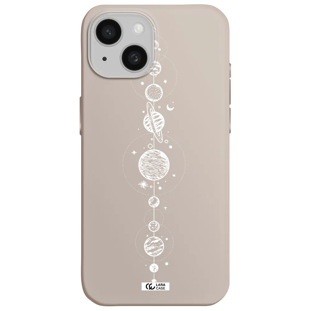 Solar System Line Art Apple iPhone 15 Silicone Stone Case