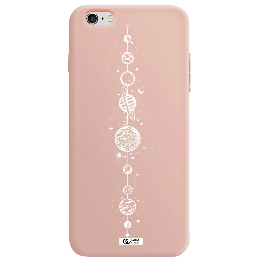 Solar System Line Art Apple iPhone 6 plus Silicone pastel pink Case