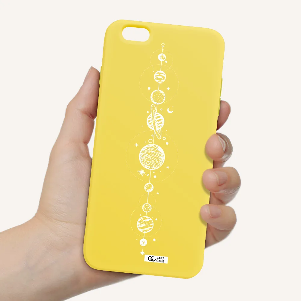 Solar System Line Art Apple iPhone 6 s plus Silicone canary yellow Case