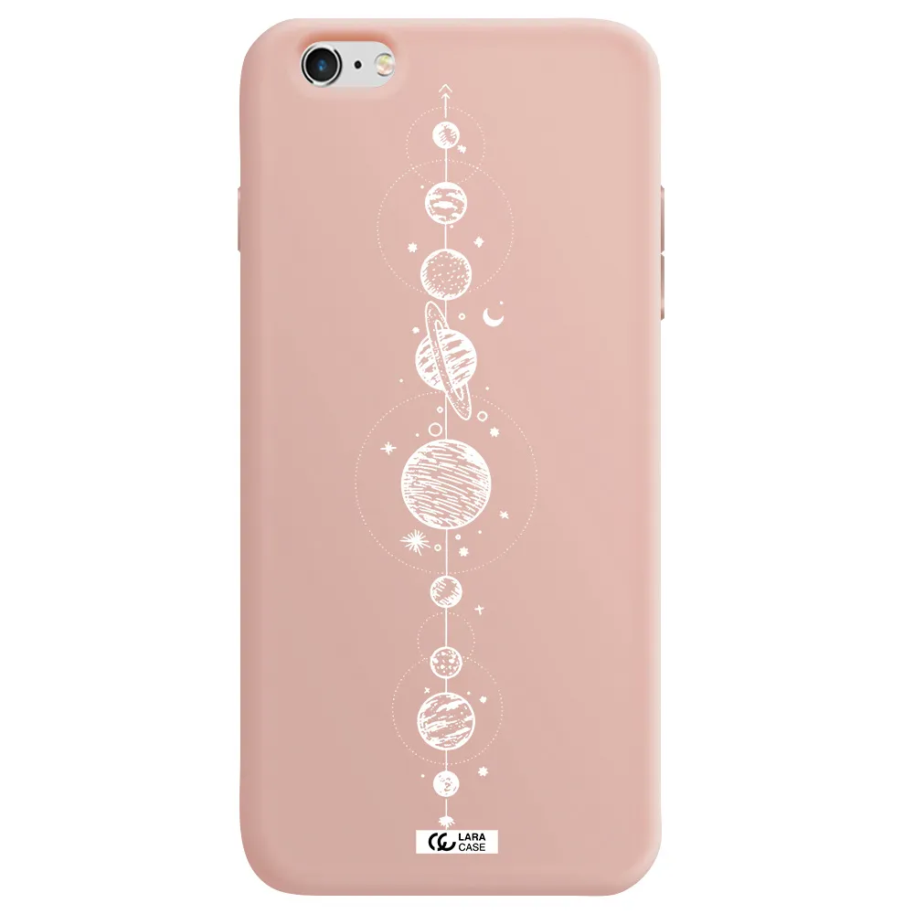 Solar System Line Art Apple iPhone 6 s plus Silicone pastel pink Case