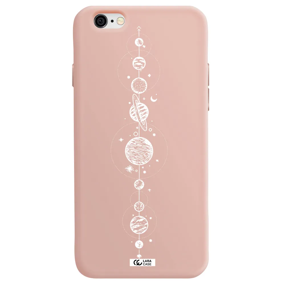 Solar System Line Art Apple iPhone 6 Silicone pastel pink Case