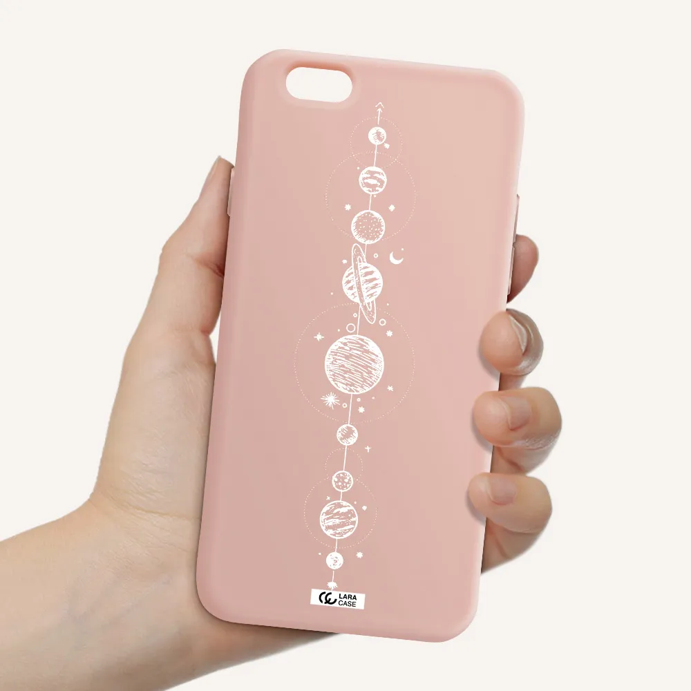 Solar System Line Art Apple iPhone 6 Silicone pastel pink Case