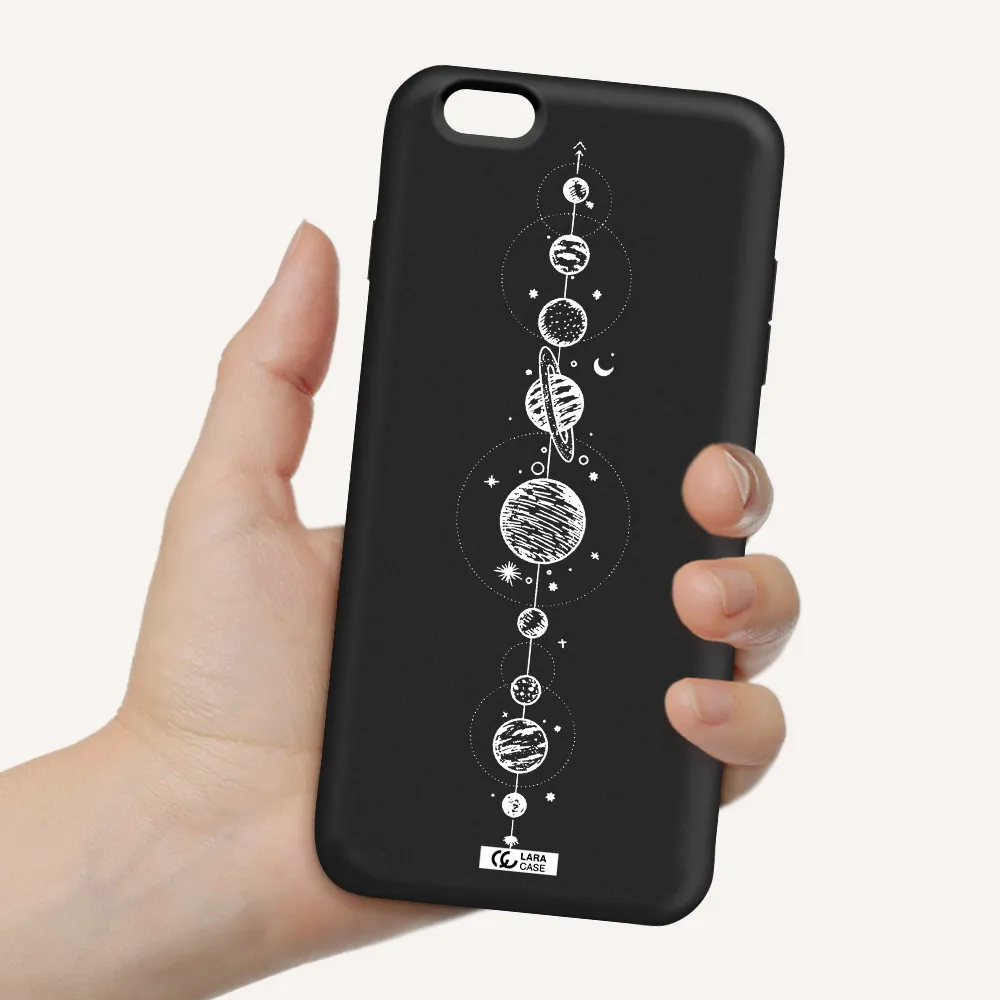 Solar System Line Art Apple iPhone 6S Silicone black Case