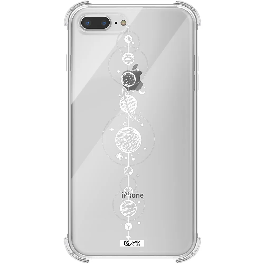 Solar System Line Art Apple iPhone 7 plus Clear PC Case