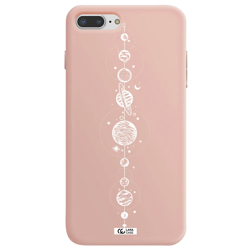 Solar System Line Art Apple iPhone 7 plus Silicone pastel pink Case