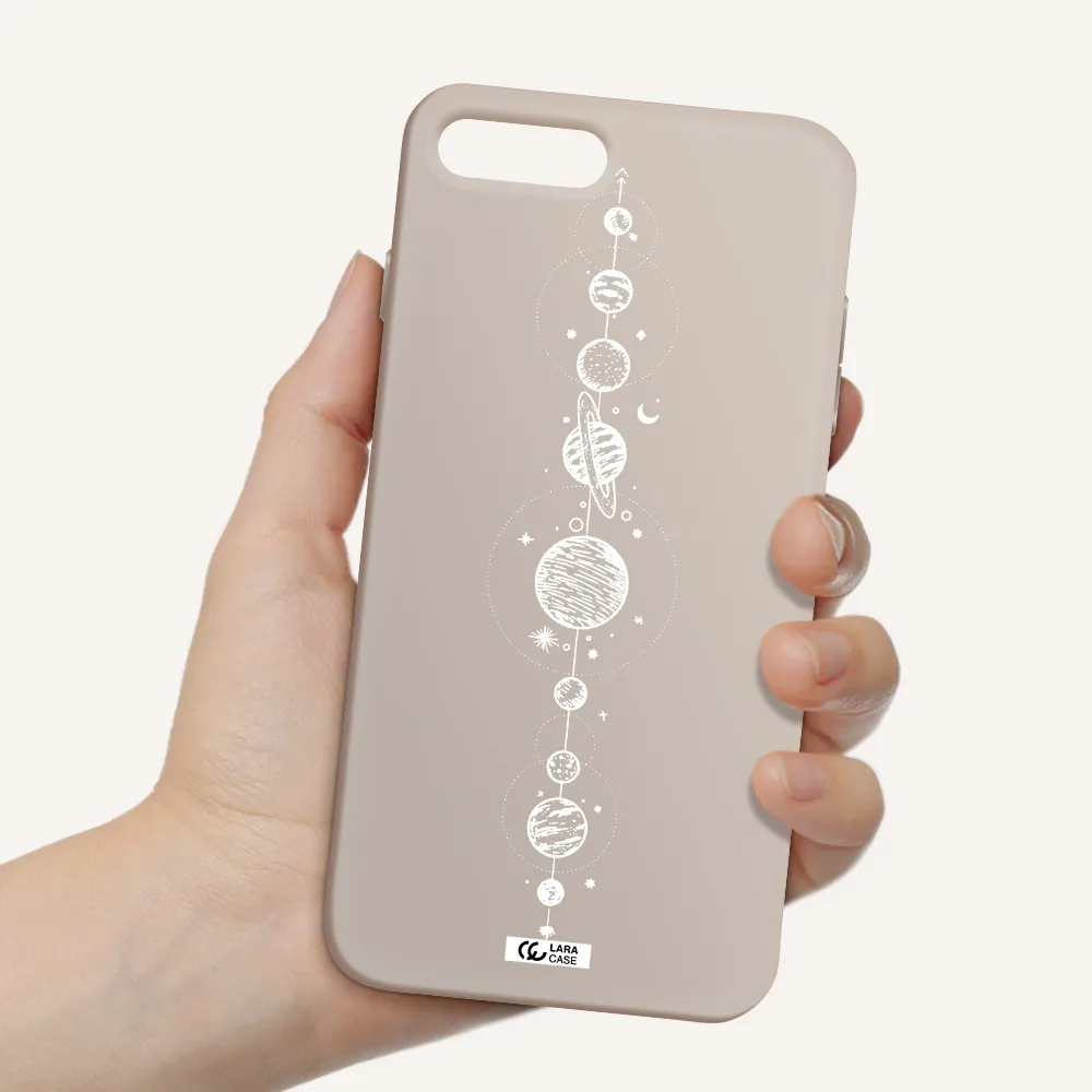 Solar System Line Art Apple iPhone 7 plus Silicone Stone Case