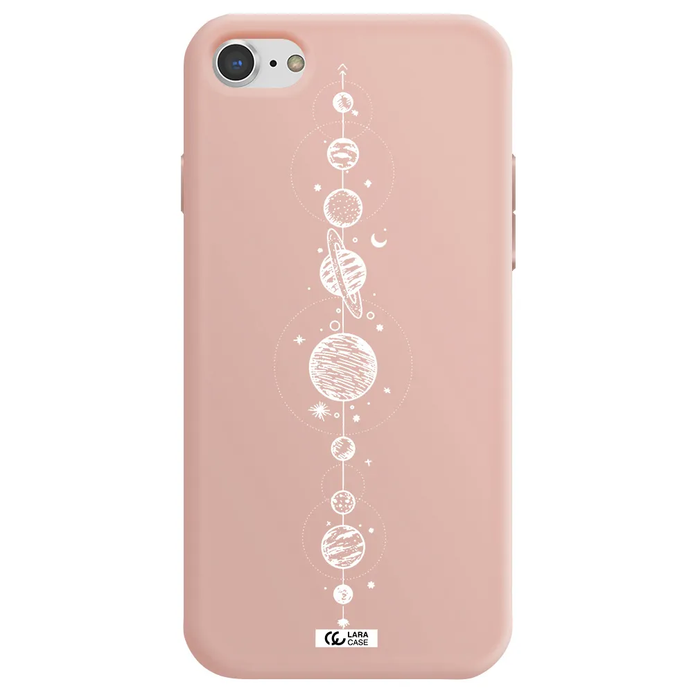 Solar System Line Art Apple iPhone 7 Silicone pastel pink Case