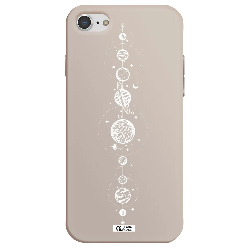 Solar System Line Art Apple iPhone 7 Silicone Stone Case