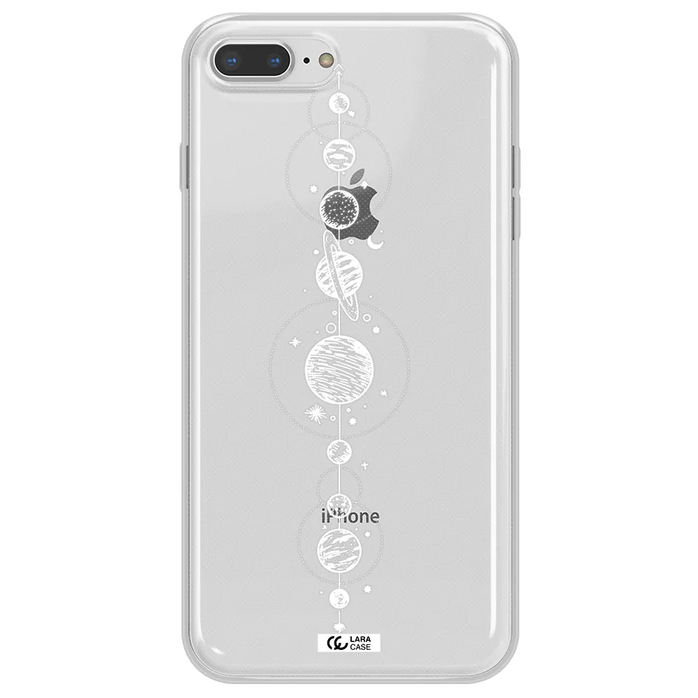 Solar System Line Art Apple iPhone 8 plus Clear TPU Case